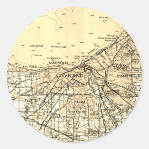 Pegatina Redonda Mapa de cosechas de Cleveland Ohio