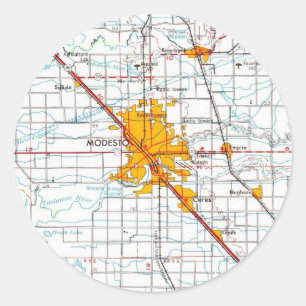 Pegatina Redonda Mapa de cosechas de modesto California