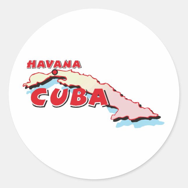 Pegatina Redonda Mapa de Cuba (Anverso)