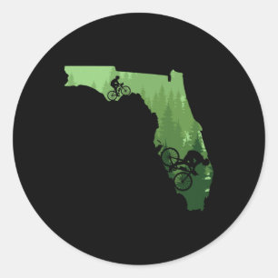 Pegatina Redonda Mapa de Florida Ciclista de montaña Mtb Ciclismo M