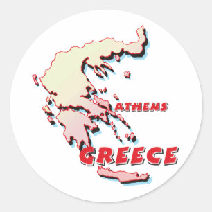 Pegatina Redonda Mapa de Grecia