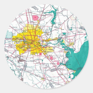 Pegatina Redonda Mapa de Houston