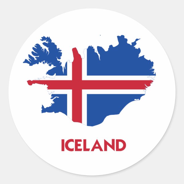 PEGATINA REDONDA MAPA DE ISLANDIA (Anverso)