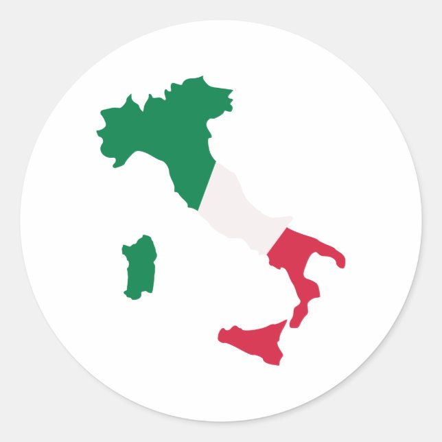 Pegatina Redonda Mapa de Italia (Anverso)