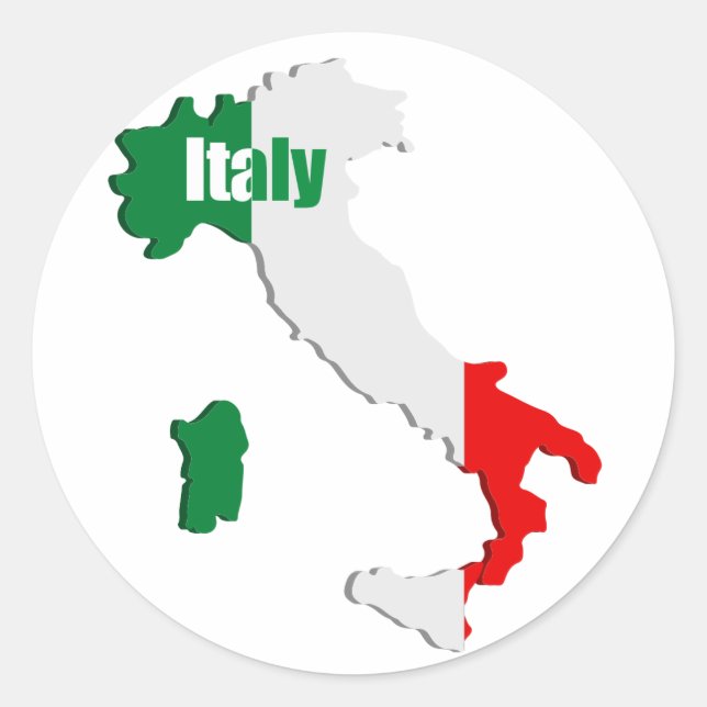 Pegatina Redonda Mapa de Italia (Anverso)