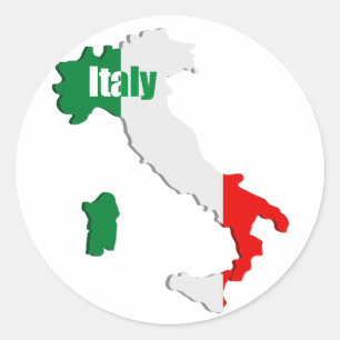 Pegatina Redonda Mapa de Italia