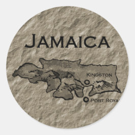 Pegatina Redonda Mapa de Jamaica (añada)