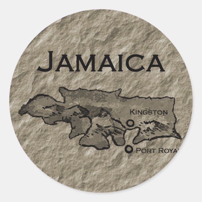 Pegatina Redonda Mapa de Jamaica (añada) (Anverso)