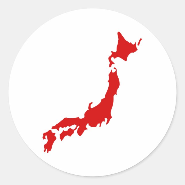 Pegatina Redonda Mapa de Japón (Anverso)