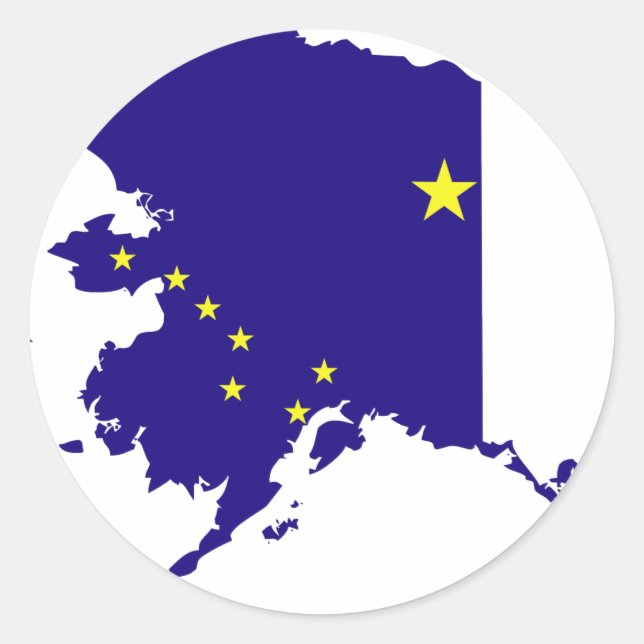 Pegatina Redonda Mapa de la bandera de Alaska (Anverso)