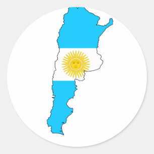 Pegatina Redonda Mapa de la bandera de Argentina