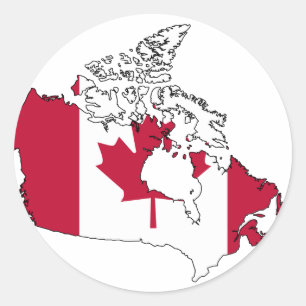 Pegatina Redonda Mapa de la bandera de Canadá