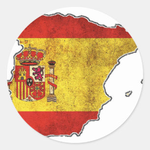 Pegatina Redonda Mapa de la bandera de España