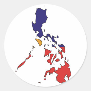 Pegatina Redonda Mapa de la bandera de Filipinas