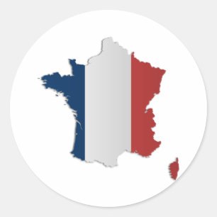 Pegatina Redonda Mapa de la bandera de Francia