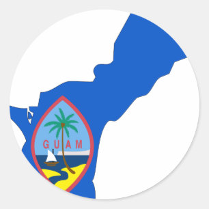 Pegatina Redonda Mapa de la bandera de Guam
