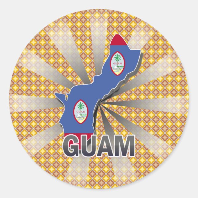 Pegatina Redonda Mapa de la bandera de Guam 2.0 (Anverso)