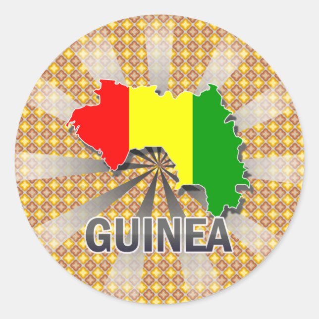 Pegatina Redonda Mapa de la bandera de Guinea 2.0 (Anverso)