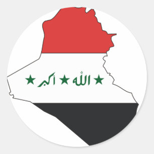 Pegatina Redonda Mapa de la bandera de Iraq