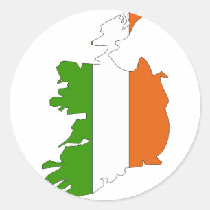 Pegatina Redonda Mapa de la bandera de Irlanda