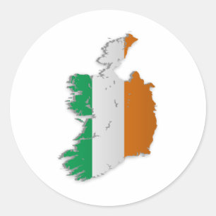 Pegatina Redonda Mapa de la bandera de Irlanda