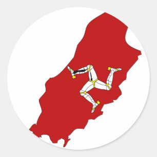 Pegatina Redonda Mapa de la bandera de Isleofman