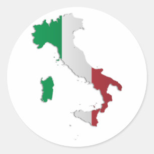 Pegatina Redonda Mapa de la bandera de Italia