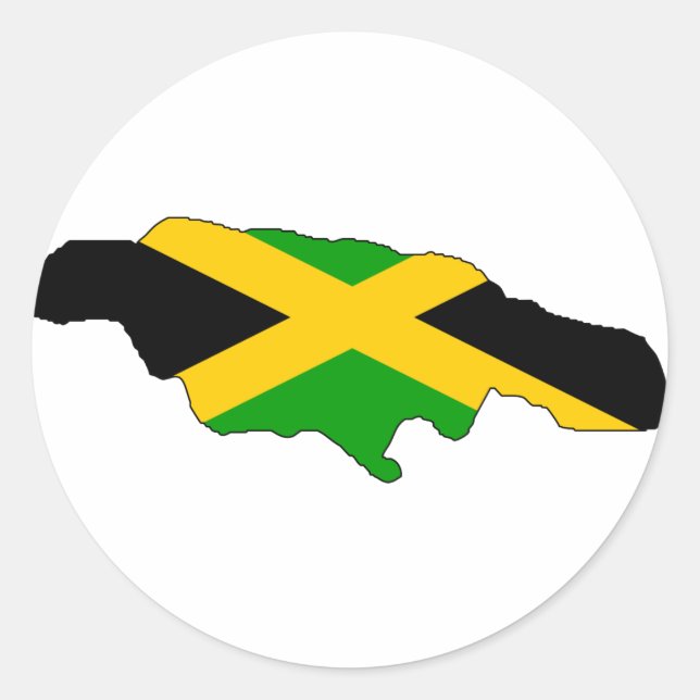 Pegatina Redonda Mapa de la bandera de Jamaica (Anverso)