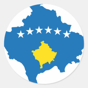 Pegatina Redonda Mapa de la bandera de Kosovo