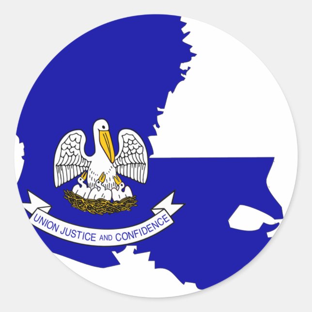 Pegatina Redonda Mapa de la bandera de Luisiana (Anverso)