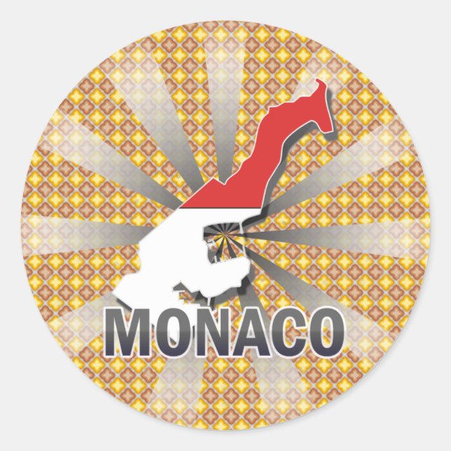Pegatina Redonda Mapa de la bandera de Mónaco 2.0 (Anverso)