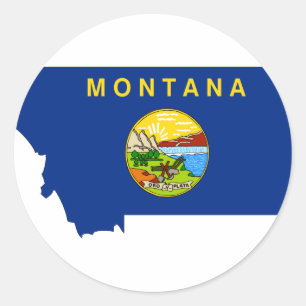 Pegatina Redonda Mapa de la bandera de Montana