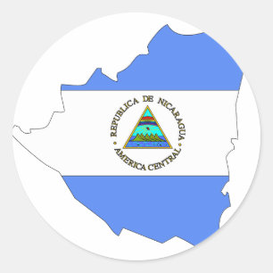Pegatina Redonda Mapa de la bandera de Nicaragua