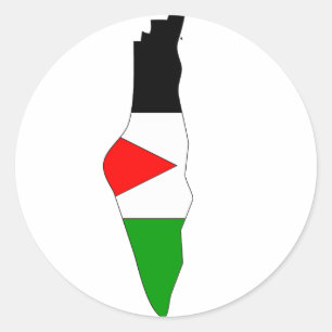 Pegatina Redonda Mapa de la bandera de Palestina