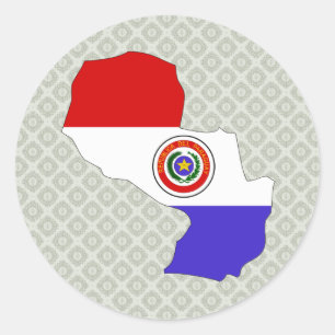 Pegatina Redonda Mapa de la bandera de Paraguay del mismo tamaño