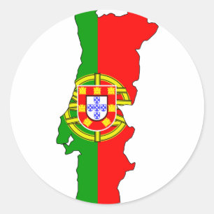 Pegatina Redonda Mapa de la bandera de Portugal