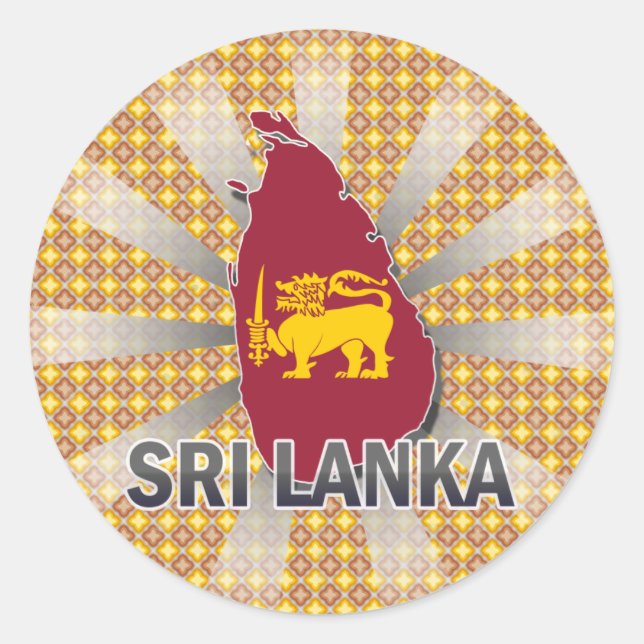 Pegatina Redonda Mapa de la bandera de Sri Lanka 2.0 (Anverso)