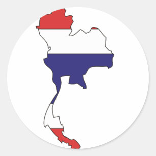 Pegatina Redonda Mapa de la bandera de Tailandia