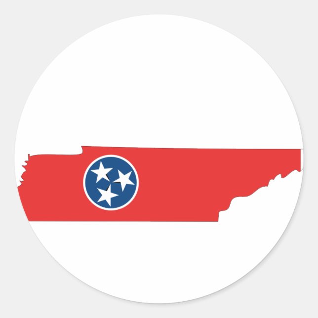 Pegatina Redonda Mapa de la bandera de Tennessee (Anverso)