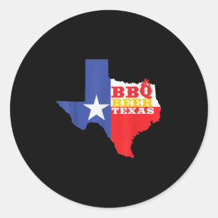 Pegatina Redonda Mapa de la bandera de Texas Barbacoa de verano Cer