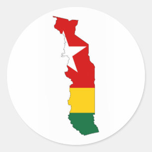 Pegatina Redonda mapa de la bandera del país de togo