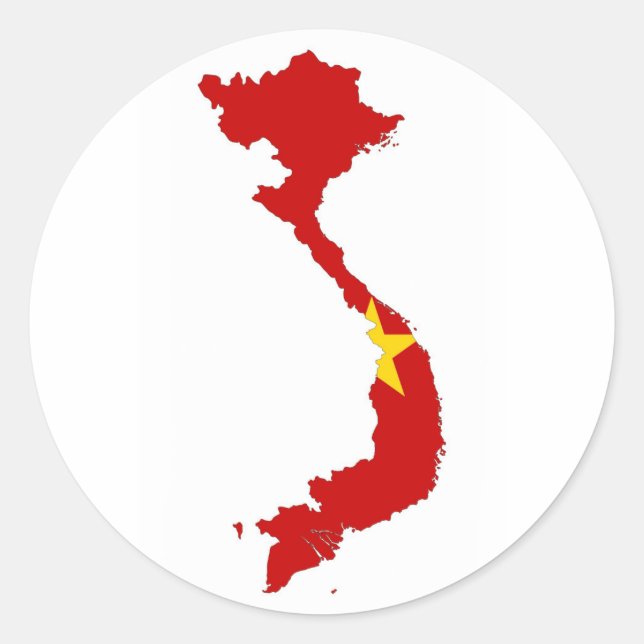 Pegatina Redonda mapa de la bandera del país de vietnam (Anverso)
