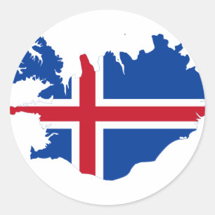 Pegatina Redonda Mapa de la bandera islandesa IS Ísland