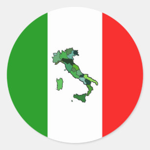 Pegatina Redonda Mapa de la bandera italiana