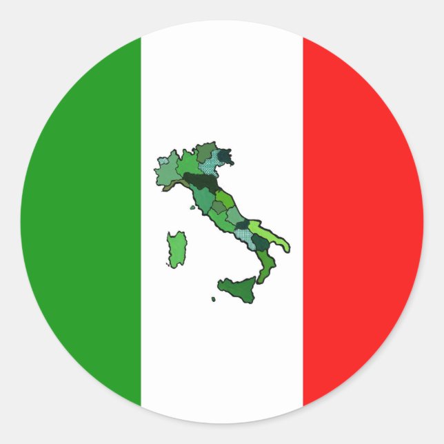 Pegatina Redonda Mapa de la bandera italiana (Anverso)