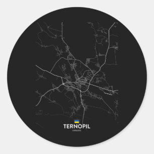 Pegatina Redonda Mapa de la ciudad de Ternopil Ucrania Recuerdo de