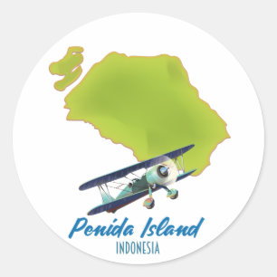 Pegatina Redonda Mapa de la isla Penida