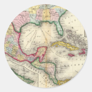 Pegatina Redonda Mapa de México, America Central