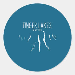 Pegatina Redonda Mapa de New York Finger Lakes Diseño _1