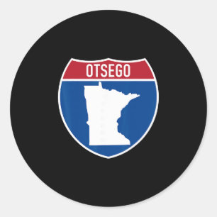 Pegatina Redonda Mapa de Otsego Minnesota Señal de carretera intere